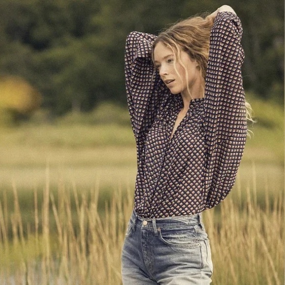 DÔEN Blouse Doen Ojai Printed Button Front Top in Harbor Medallion D’Arles - Picture 3 of 16